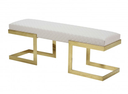 Leather bench white bedroom stainless steel modern design furniture luxury bench footstool